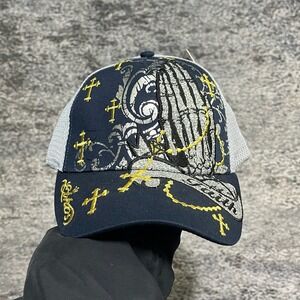 NWT KB Ethos Trucker Hat Black Embroidered‎ Cross Vintage Y2K Cyber Grunge Goth